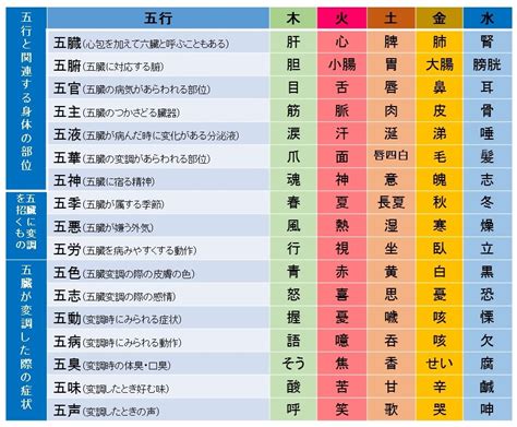 五行色体表 pdf|五行色体表（しきたいひょう）と臨床への応用